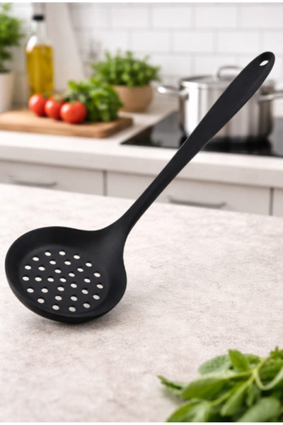 Hilamingo Home مصفاة سيليكون ذات طرف صلب للغاية مقاس 32 سم - أسود