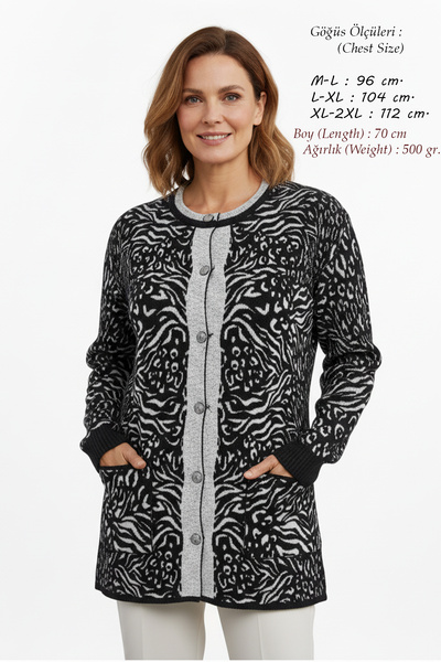 Laden كارديجان أنجورا كبير الحجم سميك وناعم للنساء في فصل الشتاء بنمط الفهد ا...