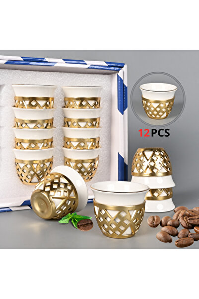Generic Modern gold ceramic coffee cup set with luxurious plastic packaging f...