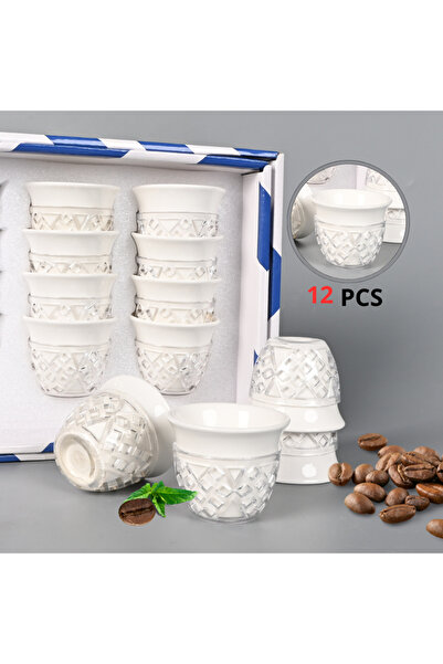 Generic Ceramic Coffee Cup Set Silver 12 Pieces
