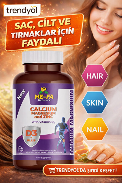 Mefa Naturals Kalsiyum Magnezyum Zinc Vitamin D3 120 Tablet