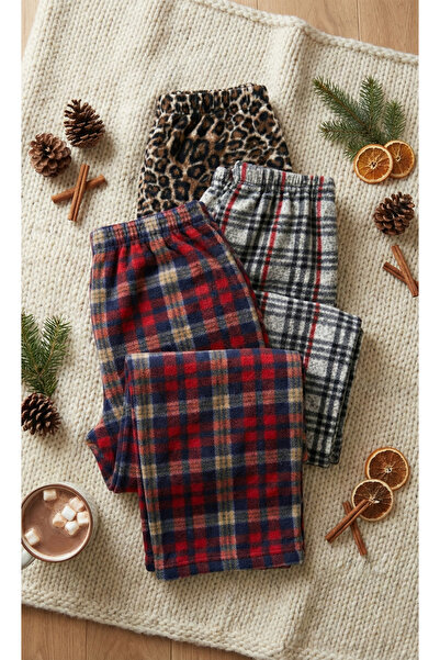 MODA YILDIZ Women's Fleece Pajama Bottoms 3-Pack - Soft Winter Lounge Pants B...