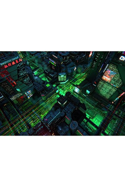 OEM Poster Low Poly Sci-Fi City Night, 61x90cm, poster763, Zumzeria