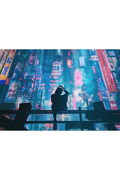 OEM Poster Lumini Neon Cyberpunk cu Dor, 61x90cm, poster690, Zumzeria