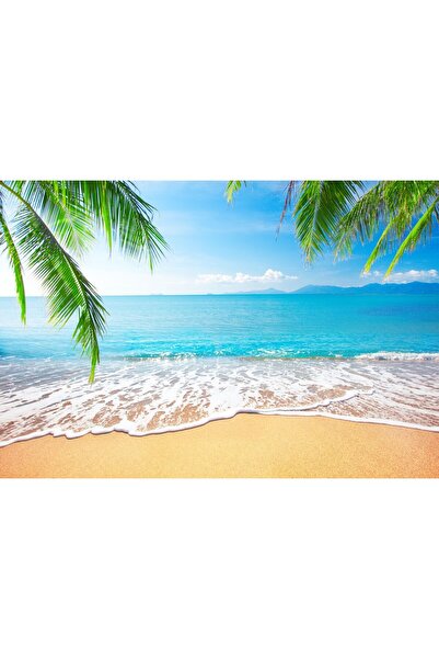 Zumzeria Tablou Canvas Valuri Spărgându-se pe Nisip Auriu, 80x50cm, tabloucan...