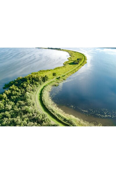 Zumzeria Картина на платно Красива зелена пътека на язовир във вода, 80x50см,...