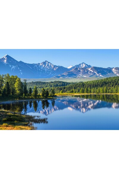 Zumzeria Tablou Canvas Lac pitoresc de munte vara, 80x50cm, tabloucanvas425,