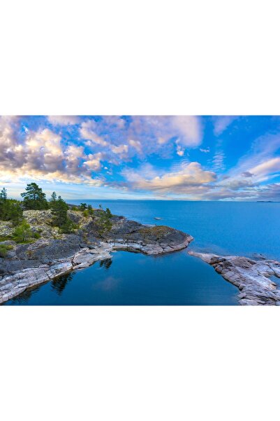 Zumzeria Tablou Canvas Beautiful Blue Sky Over Ladoga Lake, 80x50cm, tablouca...