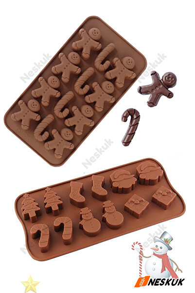 Neskuk قطعتان من قوالب الشوكولاتة المصنوعة من السيليكون لعيد الميلاد وعيد الم...