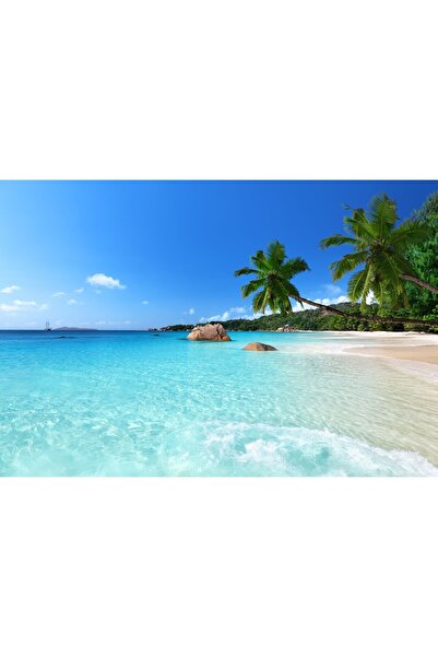 Zumzeria Tablou Canvas Plajă tropicală cu apă turcoaz, 80x50cm, tabloucanvas999,