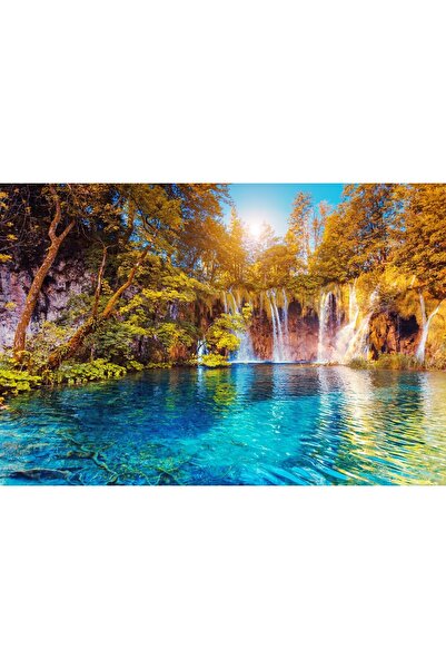 Zumzeria Tablou pânză Culori minunate ale unei cascade curgătoare, 80x50cm, t...