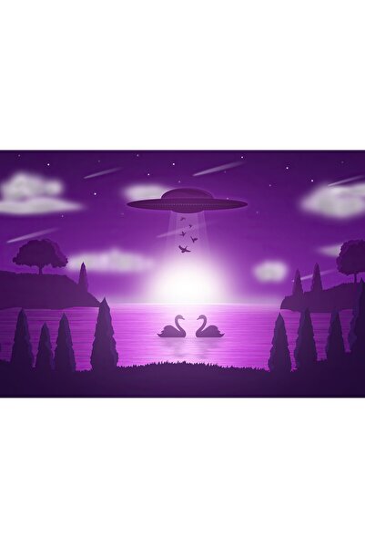 OEM Poster Ilustrație OZN cu lebădă, 61x90cm, poster1284, Zumzeria