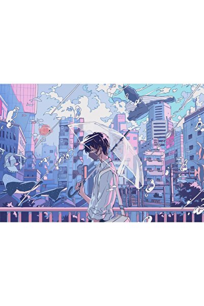 OEM Poster Anime Boy Umbrelă Fantezie Subacvatică, 61x90cm, poster2296, Zumzeria