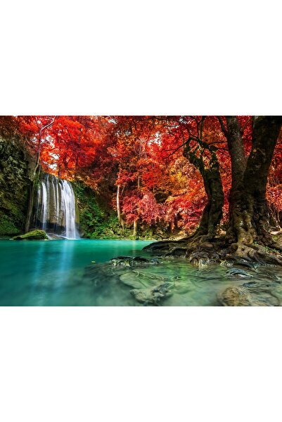 Zumzeria Tablou Canvas Pădure Mistică Cascadă și Apă Cristalină, 80x50cm, tab...