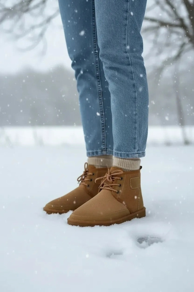 Sivarro Bağcıklı Kışlık Süet Tüylü Kadın Bot - Taba