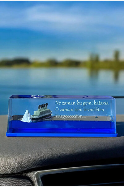TAŞTAN TİCARET Batmayan Titanik Gemi Mavi Su Akvaryum Şişe Şeklinde