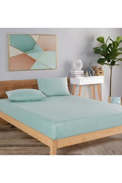 Marlenka Home Tex Striped Cotton Satin Fitted Bed Sheet Set