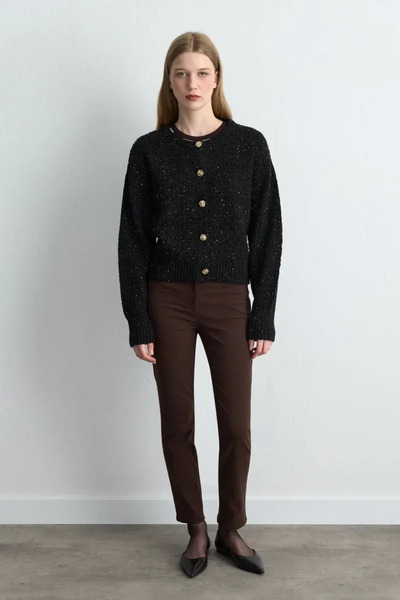 Gusto Ajurlu Triko Hırka - Siyah