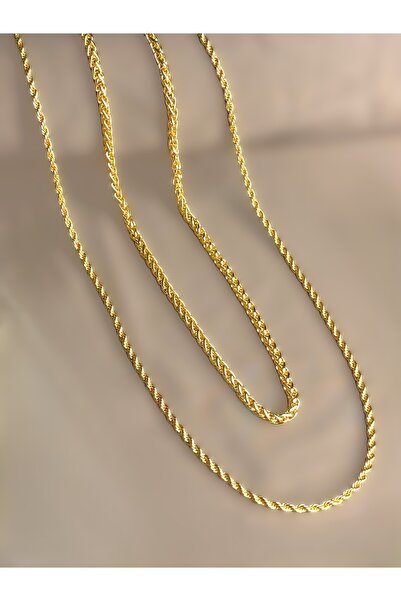 Furtek Aksesuar طقم قلادة سلسلة محبوكة من الفولاذ الذهبي للجنسين مكون من قطعت...