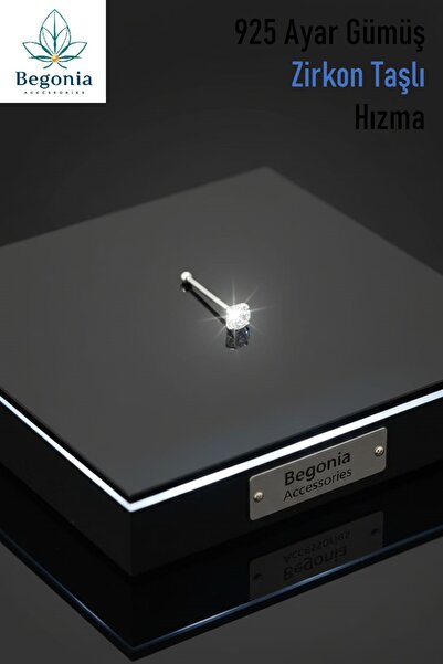Begonia Accessories 925 Ayar Gümüş 2 Mm Zirkon Tek Taş Hızma