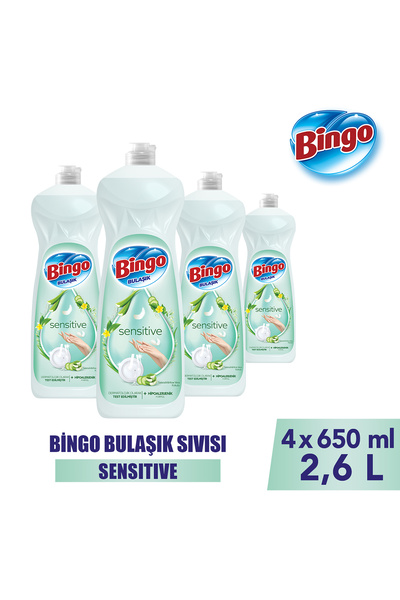 Bingo Sıvı Elde Bulaşık Deterjanı Sensitive 650ml X 4 Adet