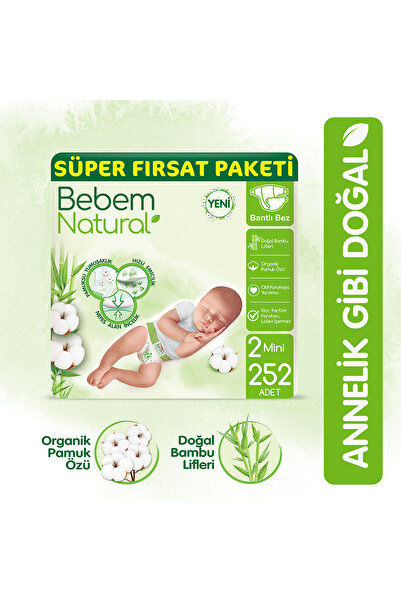 Bebem Natural Bebek Bezi 2 Beden Mini Süper Fırsat Paketi 252 Adet