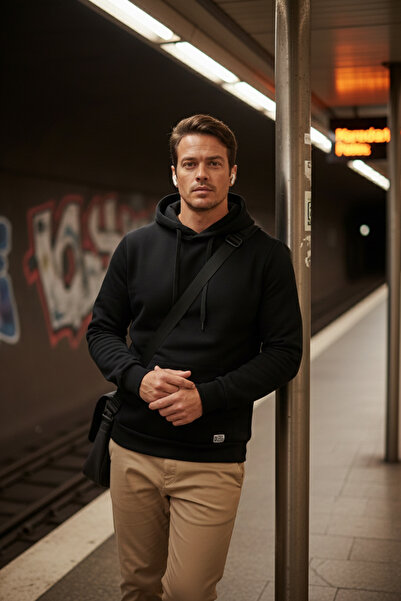 Buratti Ανδρικό φούτερ με κουκούλα κανονικής εφαρμογής, με τσέπη καγκουρό, μα...