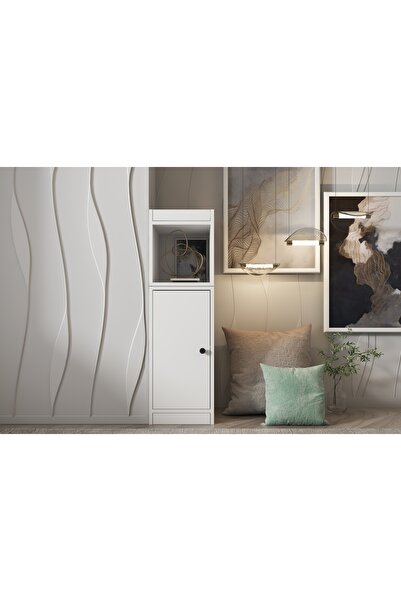 Nettrends Kapaklı Raflı Beyaz Çok Amaçlı Dolap 33,6 Cm Ça-d-1093-Ç