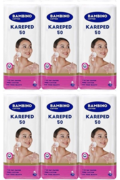 Bambino Cotton Kare Makyaj ve Bebek Temizleme Pamuğu 300 Adet (Kare En-Boy 7C...