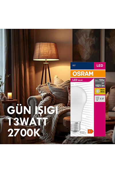 Osram Ledvance 2 ADET LED VALUE TASARRUFLU 13 WATT 2700K GÜN IŞIĞI LED AMPUL