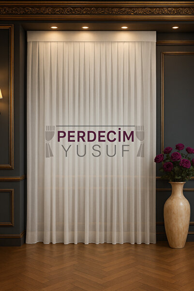 Perdecim Yusuf Peteküstü Naturel Keten 1/3 Sık Pileli Tül Perde Kırışmaz Mode...