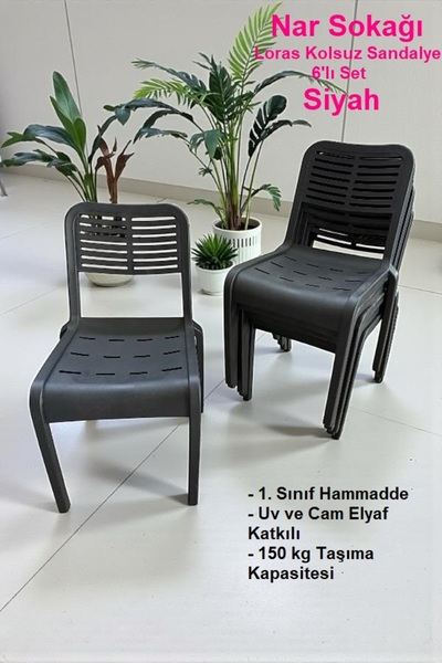 nar sokağı 6 Adet Loras Kolsuz Sandalye Bahçe, Balkon ve Cafe Sandalyesi
