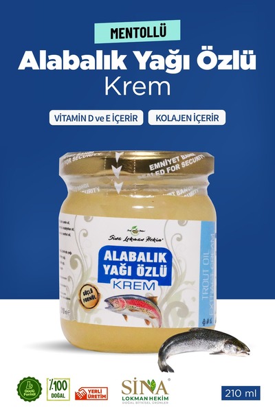 SİNA LOKMAN HEKİM Alabalık Yağı Özlü Krem ( Kutusuz Cam Kavanoz 210 ml ) Ment...