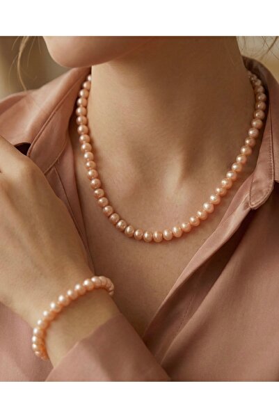 Zokak Sertifikalı Gerçek 5 mm İnci set 925 Ayar Gümüş Doğal Taş inci kolye, i...