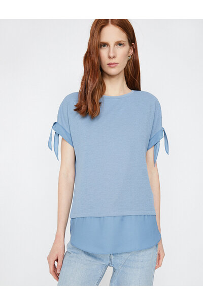 Koton Γυναικείο μπλουζάκι με κοντό μανίκι Navy Blue Crew