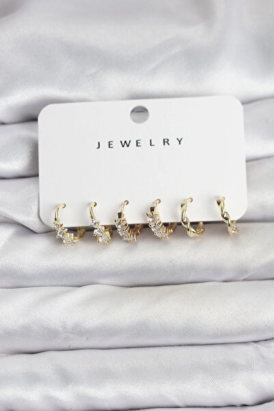 shopwave Brass Gold Color Zircon Stone Women's Earring Set
