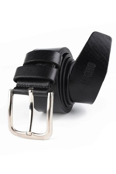 LUGMO Orjinal Deri Erkek Kemer Siyah 4,5 Cm