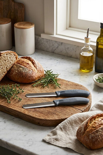 Rooc Set of 3 Ultra Sharp Serrated Knives, 22 cm 100% Guaranteed Stainless Steel