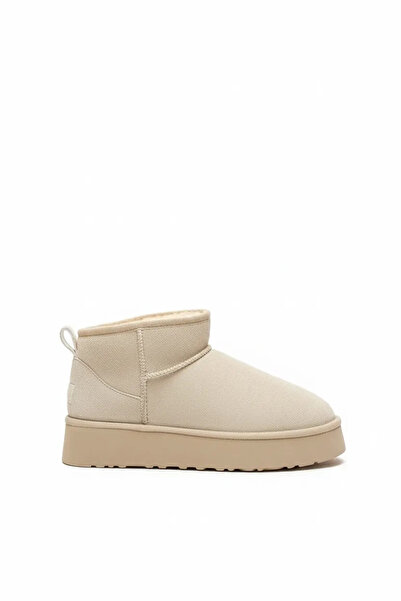 Sivarro Yüksek Mini Classic Süet Tüylü Kadın Bot - Bej