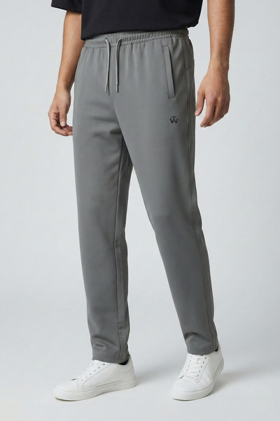 THE WOOW Men's Gray Tw Logo Printed Sports Sweatpants - Elastic Waist, Three ...