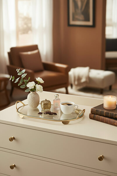 Cornella Line Decorative Glass Tray Gold