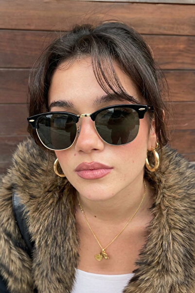 Eyesofia Clubmaster Unisex Black Uv400 Glass Ce Certificated Sunglasses