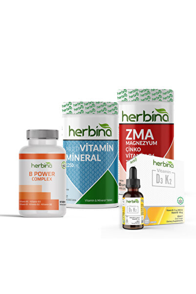 Herbina Multivitamin Mineral ZMA D3K2 Vitamini B Vitamin Kompleks Paketi