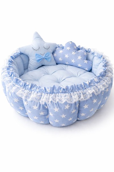 Jaju Baby Mavi Yıldızlı Açılır Kapanır Oyun Minderi Bebek Yuvası Jaju Babynes...