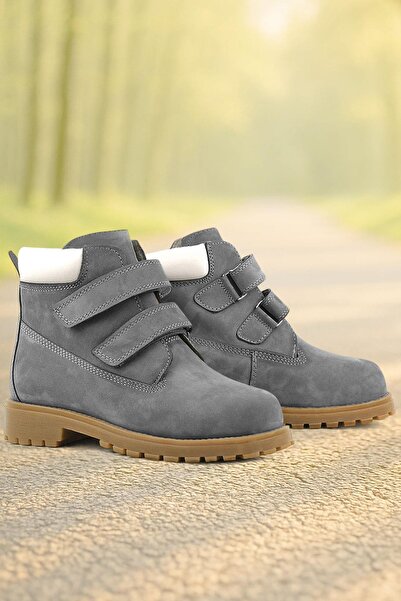 Rakerplus Neson Справжня шкіра Сірий Дитячі черевики на липучках