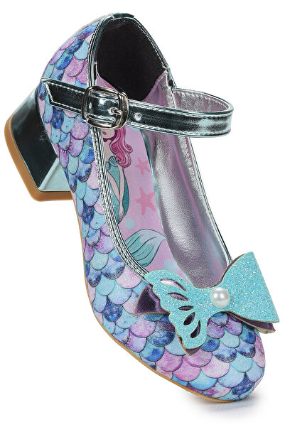 KARAMAZI Mermaid Pearl Bow Glitter Pantofi de seară cu toc pentru fete