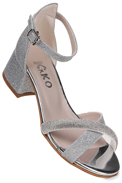 KARAMAZI Tanda Sandale cu toc de 4 cm pentru fete cu sclipici de nisip Pantof...