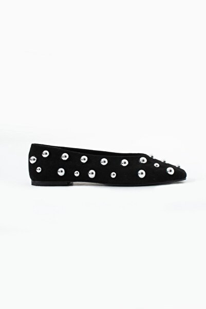 Eataly Shoes Velvet Black Square Shape Silver Round Buckle Accessory Ballerinas
