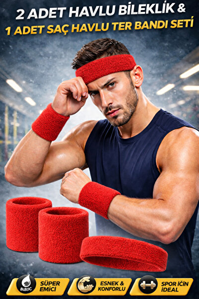 GAZELMANYA منشفة عرق عقال رباط شعر رياضي و 2 منشفة معصم اللياقة البدنية كرة ا...