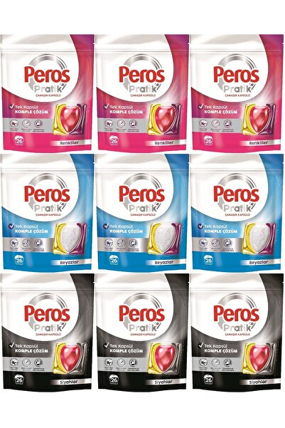 Peros Pratik Matik Çamaşır Deterjanı Kapsülü - Tableti 234 Adet (9PK*26) (Kar...